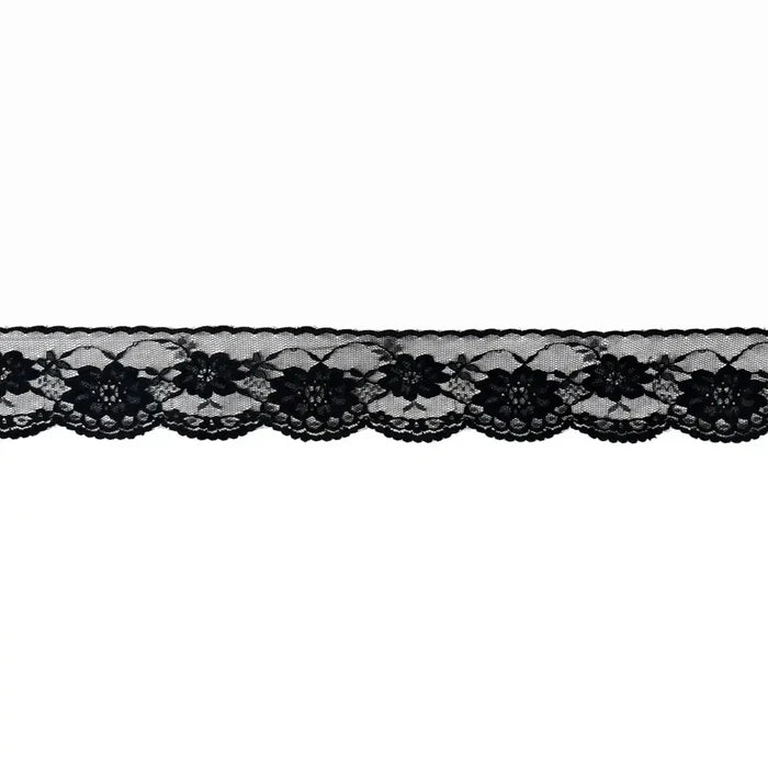 2.1 inch | Black Scalloped Floral Lace | 5 Meters | SKU-B4