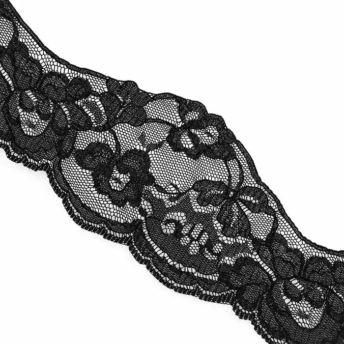 2.9 inch | Black Floral Pattern Lace | 5 Meters | SKU-B75