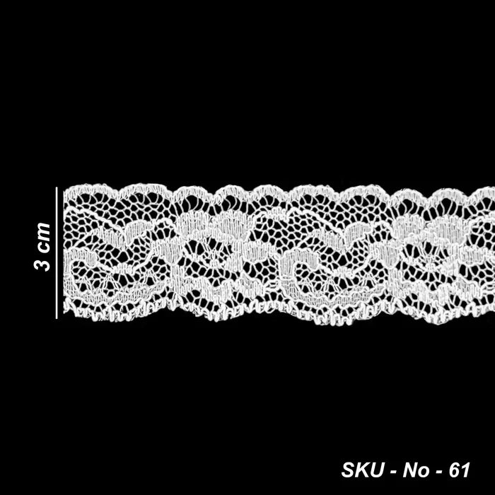 3 cm | White Delicate Narrow Lace | 5 Meters | SKU-61