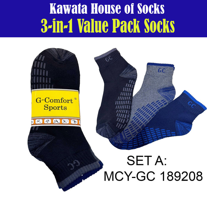 3-in-1 Value Pack Patterned Sports Socks