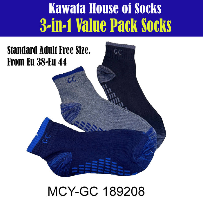3-in-1 Value Pack Patterned Sports Socks