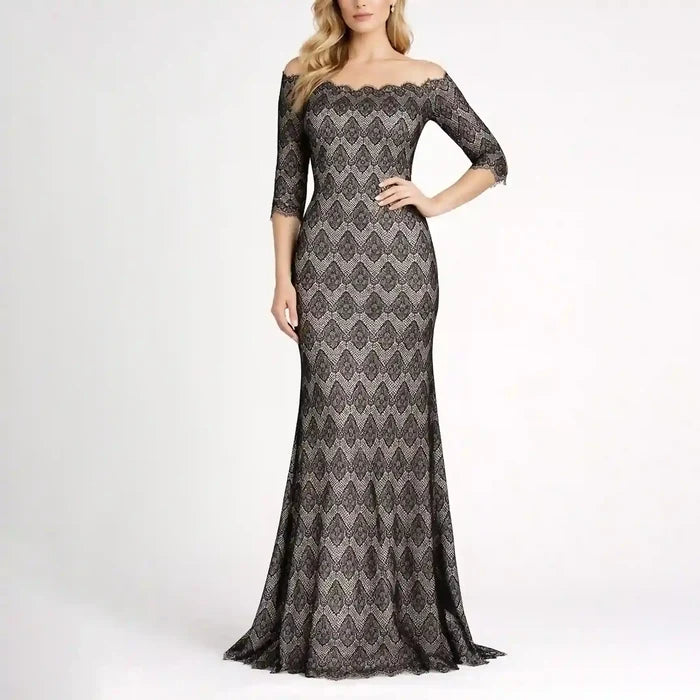 Black floral corded net French lace fabric 58 inch 3 meter panel by Ani Accessories for bridal and fashion