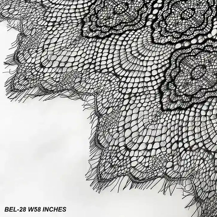 Ani Accessories premium French lace black floral corded net fabric 58 inch 3 meter panel for luxury dresses
