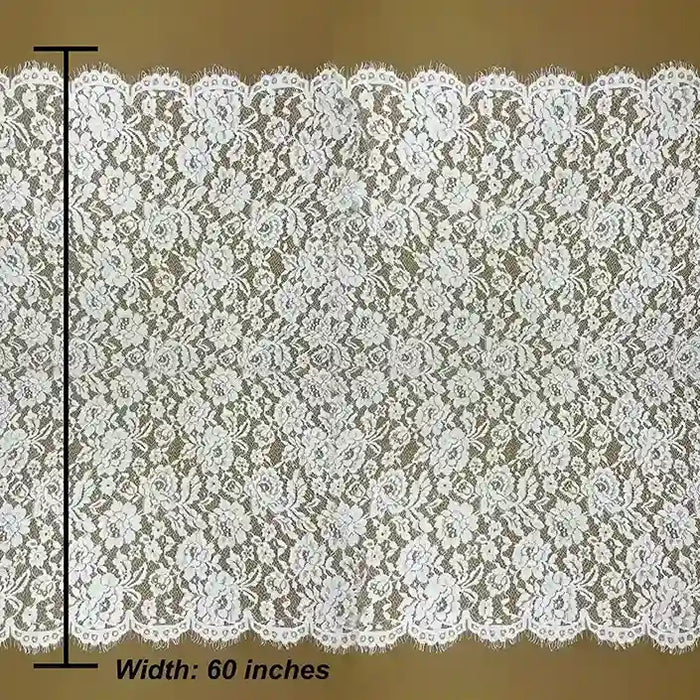 Dyeable French Chantilly fabric floral design 60 inch width by Ani Accessories for designer outfits