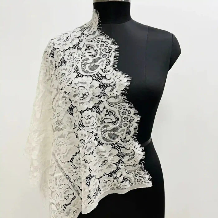Imperial rose eyelash lace dyeable fabric 25 inches by Ani Accessories for bridal dresses and couture wear