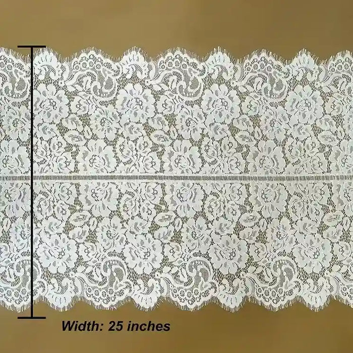 Rose pattern eyelash lace dyeable fabric 25 inch by Ani Accessories for designer clothing and DIY