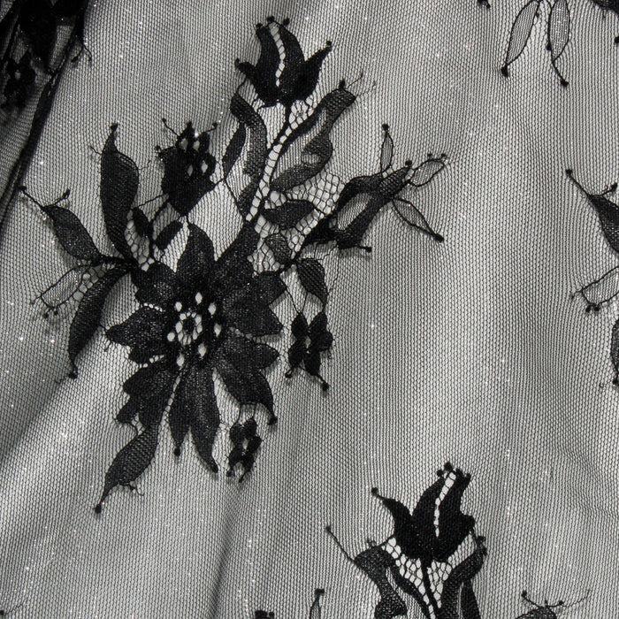 3 Meters Length & 60 Inches Width | Floral Scalloped Chantilly Lace Fabric