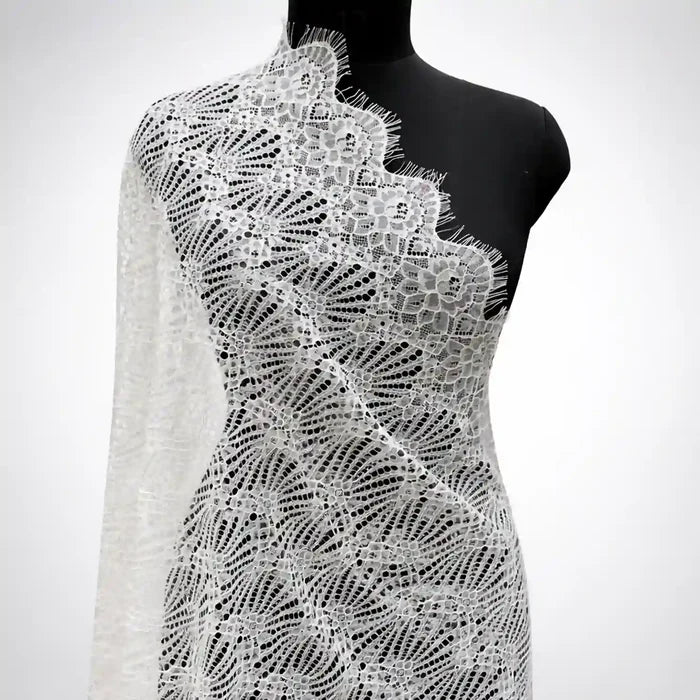 Luxe scalloped eyelash French dyeable fabric 60 inches by Ani Accessories for bridal gowns and couture wear
