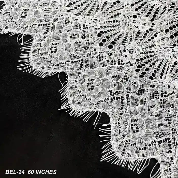 Dyeable French fabric with luxe scalloped eyelash border 60 inch by Ani Accessories for wedding outfits