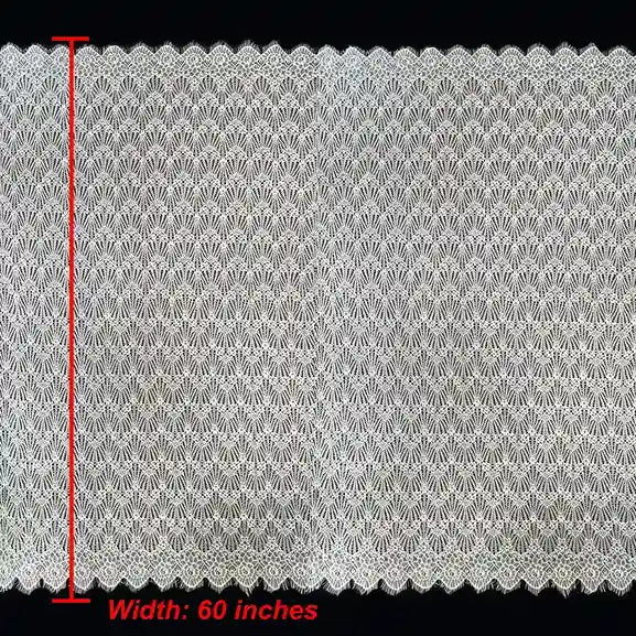Premium scalloped eyelash French dyeable lace fabric 60 inch by Ani Accessories for bridal and party wear