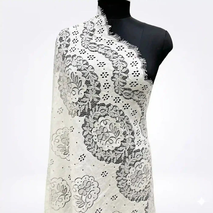 Ornate medallion embroidery French dyeable fabric 60 inches by Ani Accessories for dresses and couture use