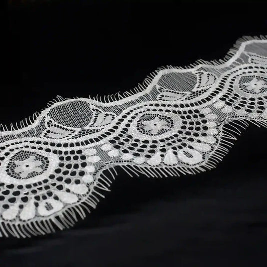 Buy White Color Eyelash Lace Trim for Sewing & DIY | Ani Accessories. Delicate lace with eyelash edges for crafting.