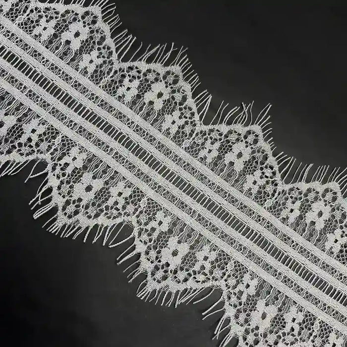 3 Meters | White Floral Zig-Zag Cutwork Chantilly Lace