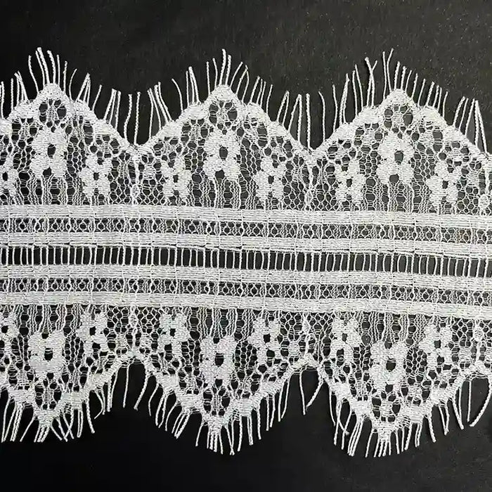 3 Meters | White Floral Zig-Zag Cutwork Chantilly Lace
