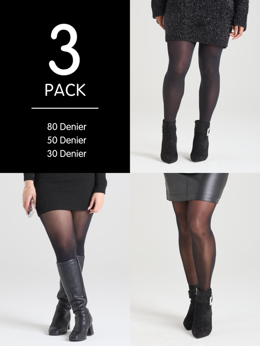 3 Pack Essential Black Tights Bundle