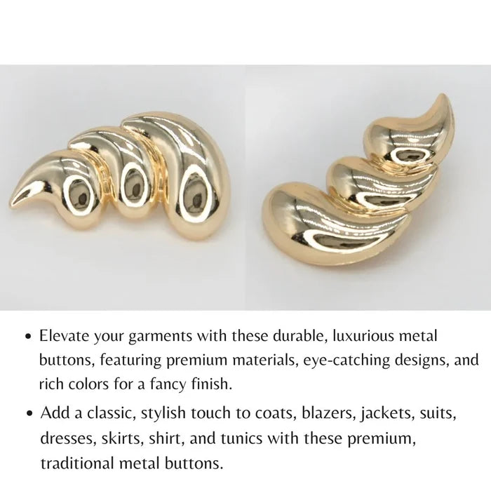 3 Teardrop Metal Buttons | 30mm(47L)
