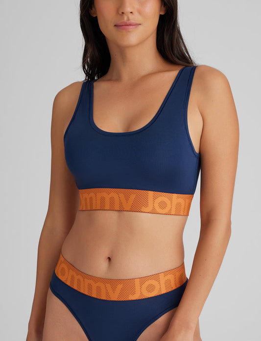 360 Sport Scoop Bralette::Dress Blues/Jaffa BBall WB
