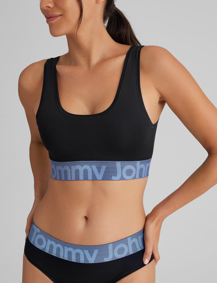 360 Sport Scoop Bralette::Black/Ebb and Flow Stripe WB