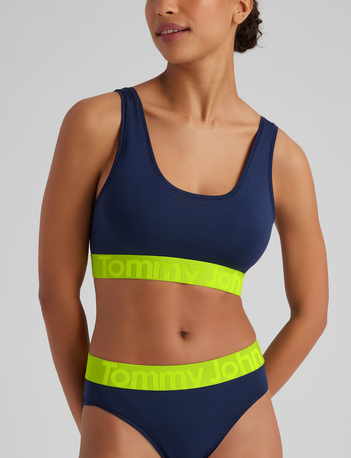 360 Sport Scoop Bralette::Dress Blues/Acid Lime WB