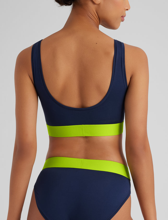 360 Sport Scoop Bralette::Dress Blues/Acid Lime WB