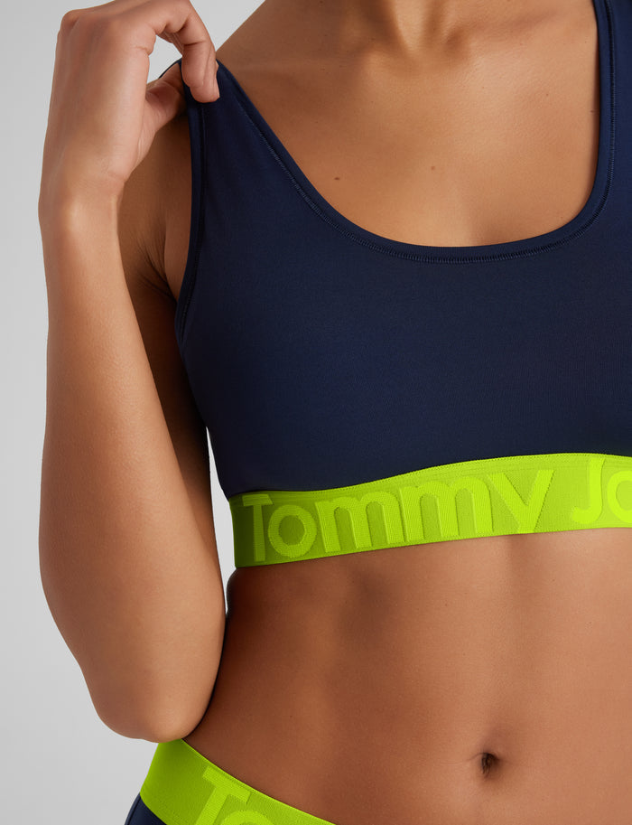 360 Sport Scoop Bralette::Dress Blues/Acid Lime WB