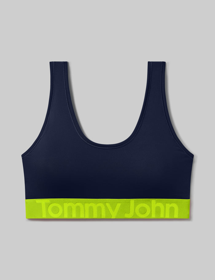 360 Sport Scoop Bralette::Dress Blues/Acid Lime WB::Swatch