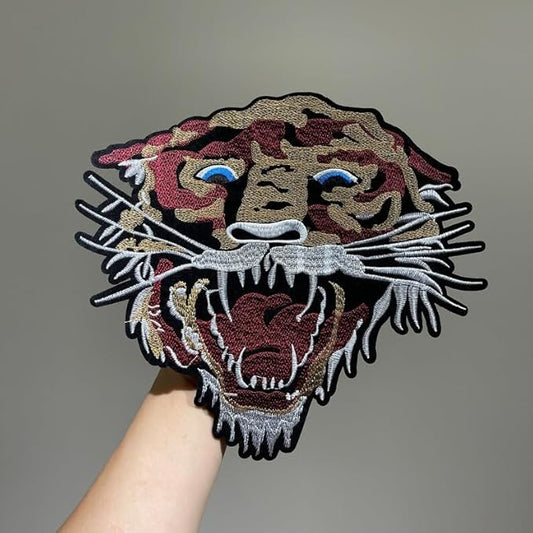 Ani Accessories tiger sew patch for jackets shirts denim jeans bags and DIY clothing projects with fierce animal design