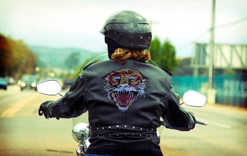 Ani Accessories tiger sew patch backside view showing detailed stitching for jackets shirts denim jeans bags and DIY clothing projects