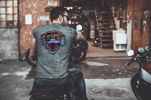 Ani Accessories tiger sew patch back view highlighting clean finish for jackets shirts denim jeans bags and DIY fashion projects