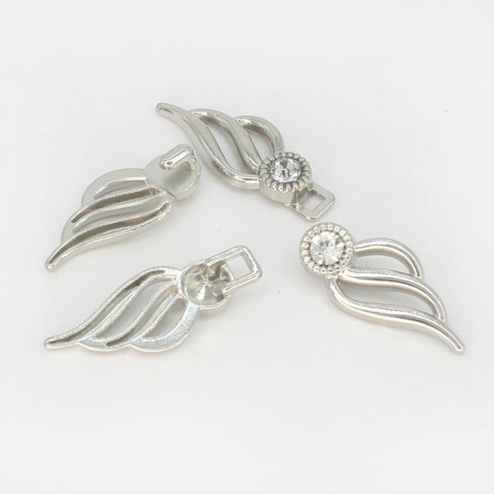4 Pair | Angelic Wings Frog Closure Metal Buttons