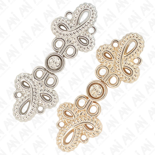 4 Pair | Baroque loop design Frog closure metal button
