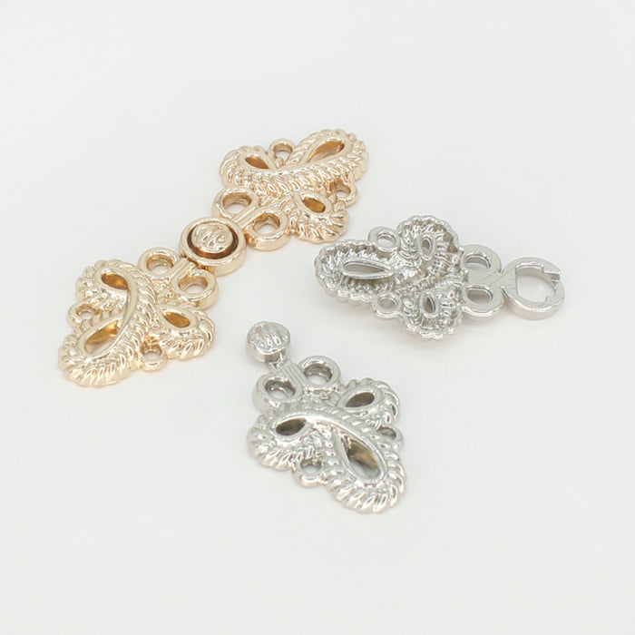 4 Pair | Baroque loop design Frog closure metal button