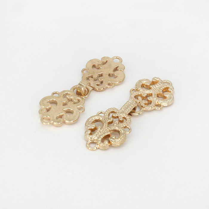 4 Pair | Beautiful Gold Ornate design frog closure metal button-4cm×1.5cm