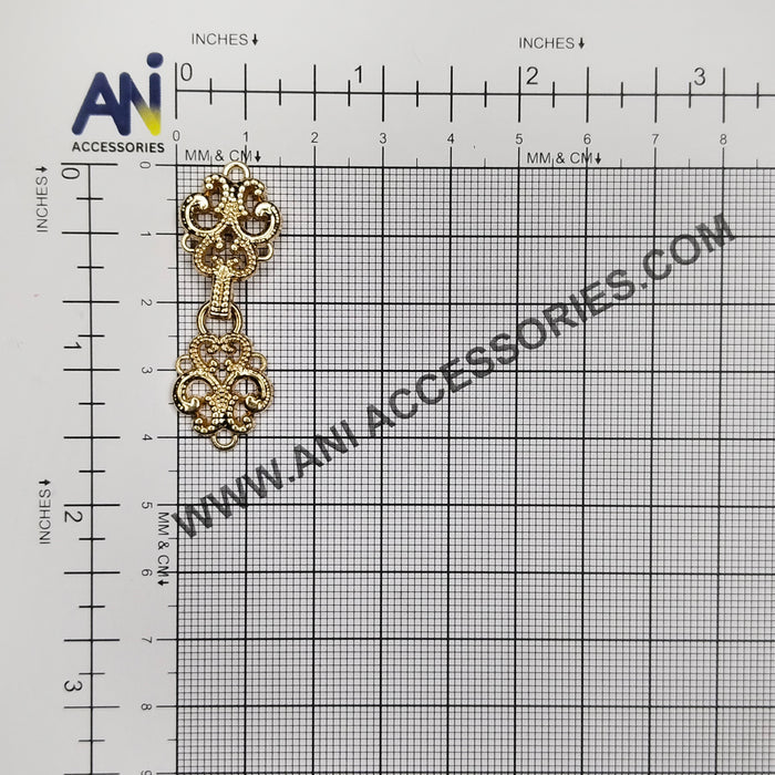 4 Pair | Beautiful Gold Ornate design frog closure metal button-4cm×1.5cm