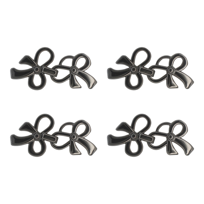 4 Pair | Bow Accents Frog Closure Metal Buttons