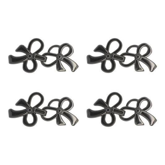 4 Pair | Bow Accents Frog Closure Metal Buttons