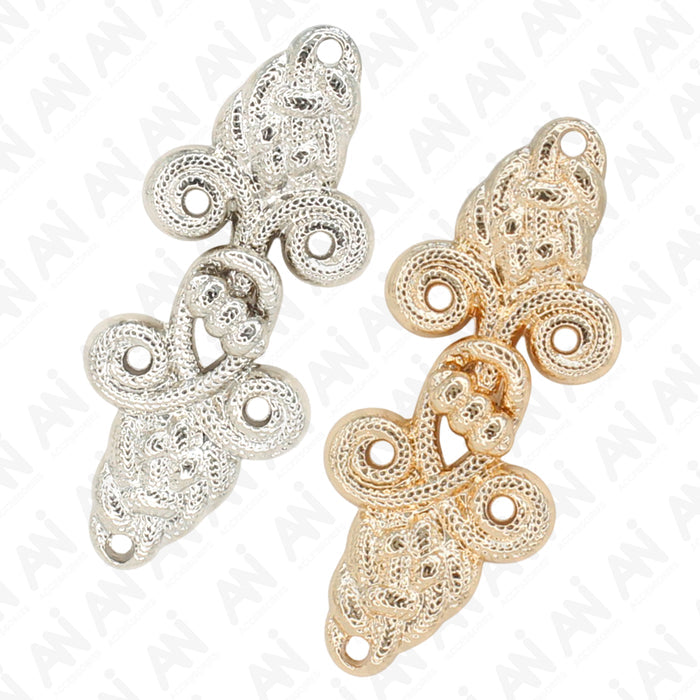 4 Pair | Celtic Elegance Frog Closure Metal Buttons