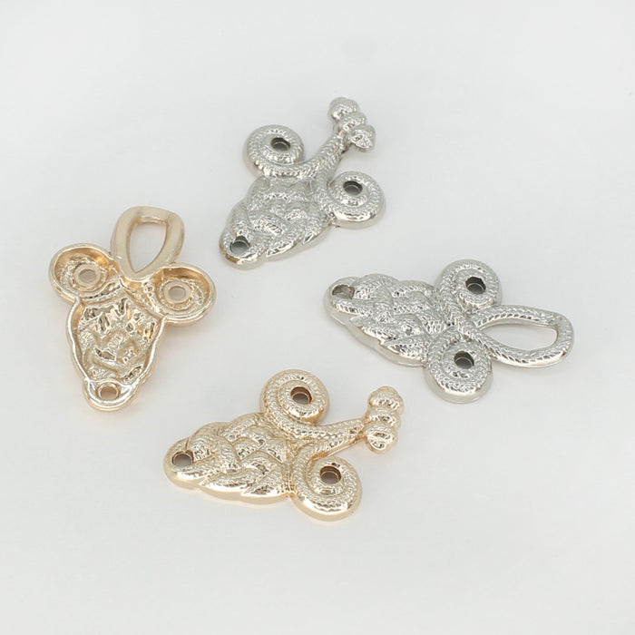 4 Pair | Celtic Elegance Frog Closure Metal Buttons