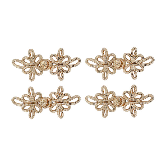 4 Pair | Circular Frog Closure Buttons with Floral Accents