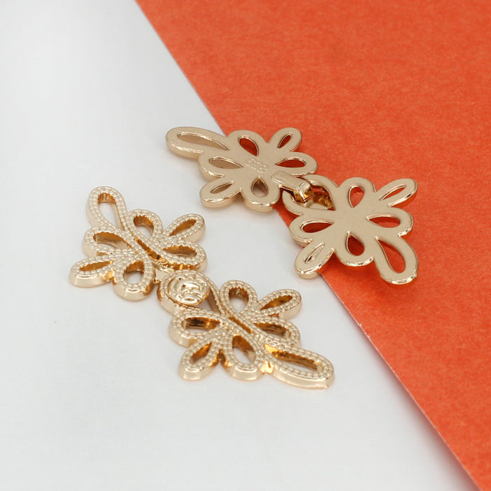 4 Pair | Circular Frog Closure Buttons with Floral Accents