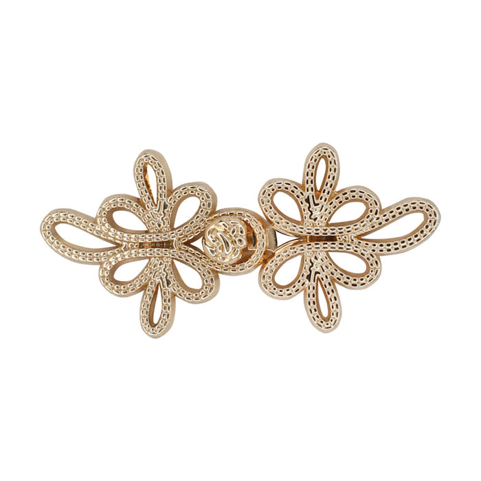 4 Pair | Circular Frog Closure Buttons with Floral Accents