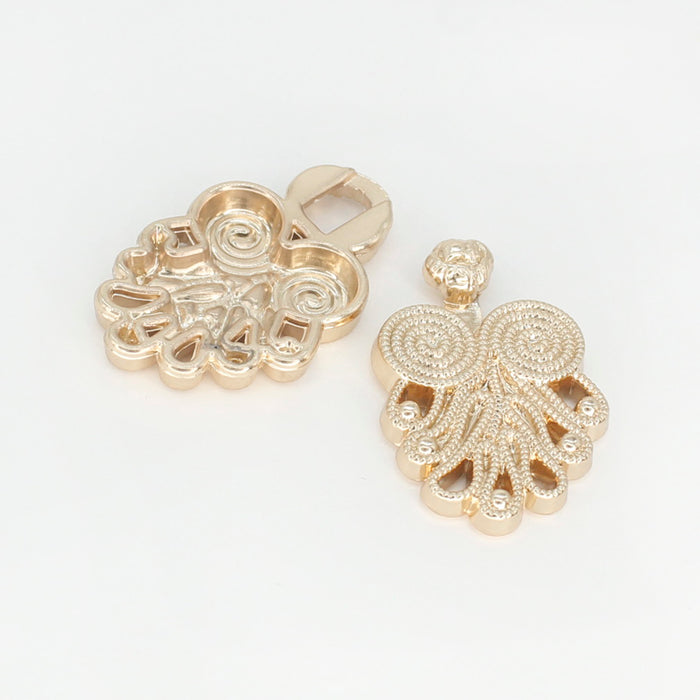 4 Pair | Decorative Golden Frog closure metal button