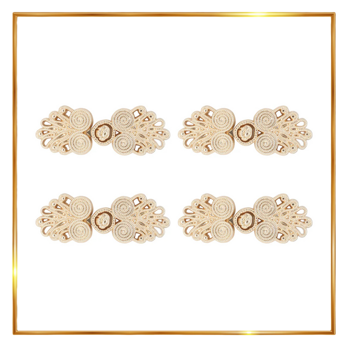 4 Pair | Decorative Golden Frog closure metal button