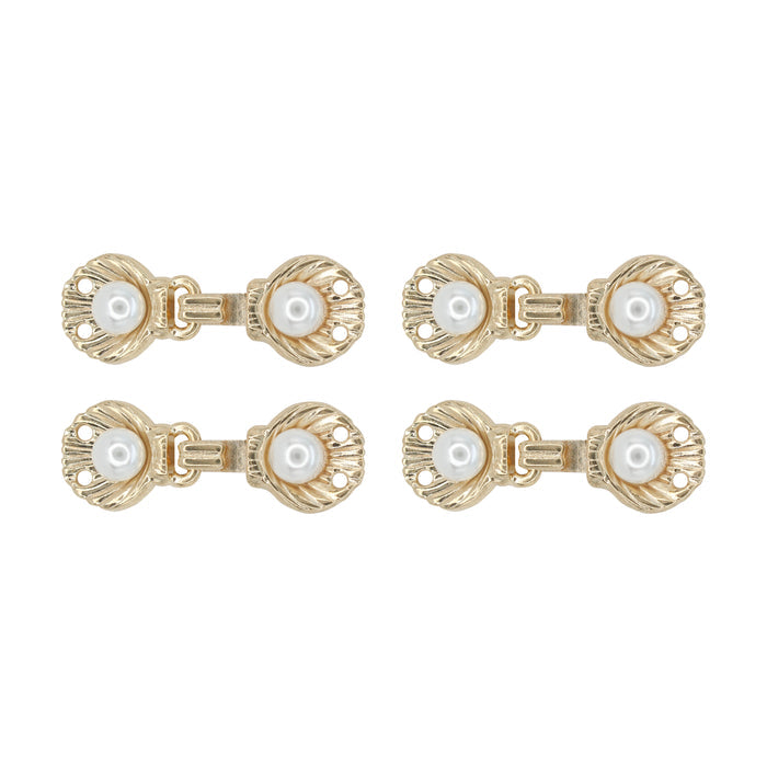 4 Pair | Elegant Style Metal Pearl Button