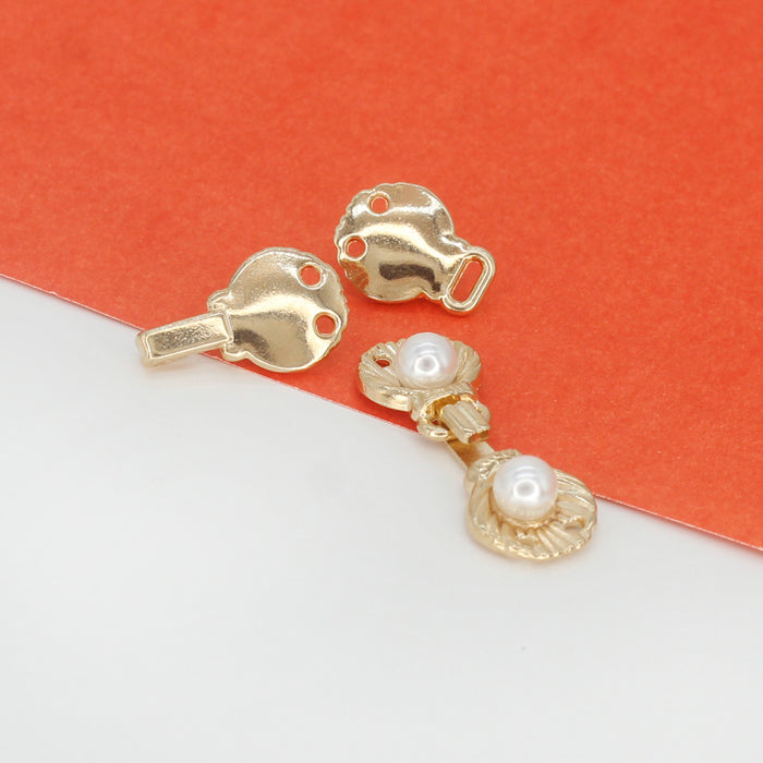 4 Pair | Elegant Style Metal Pearl Button