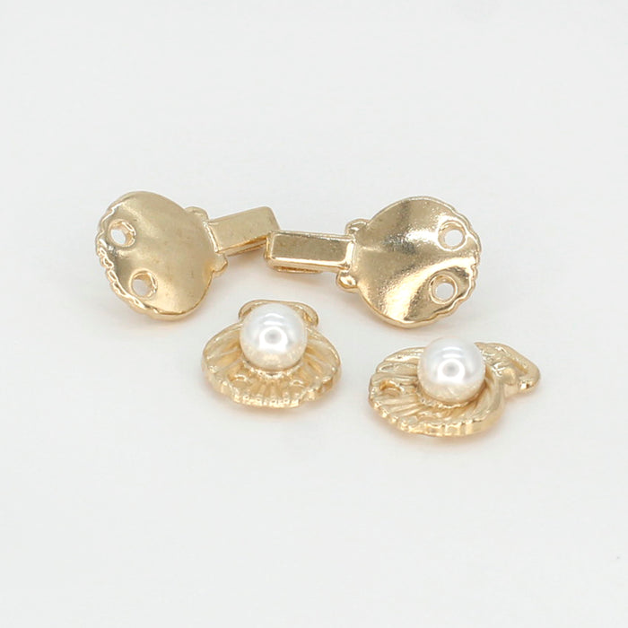 4 Pair | Elegant Style Metal Pearl Button
