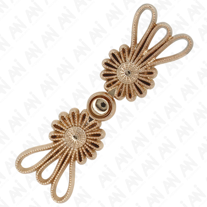 4 Pair | Exquisite flower design Frog closure metal button