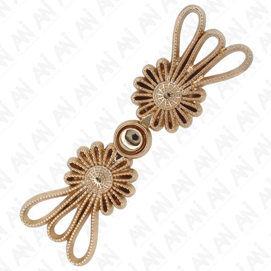 4 Pair | Exquisite flower design Frog closure metal button