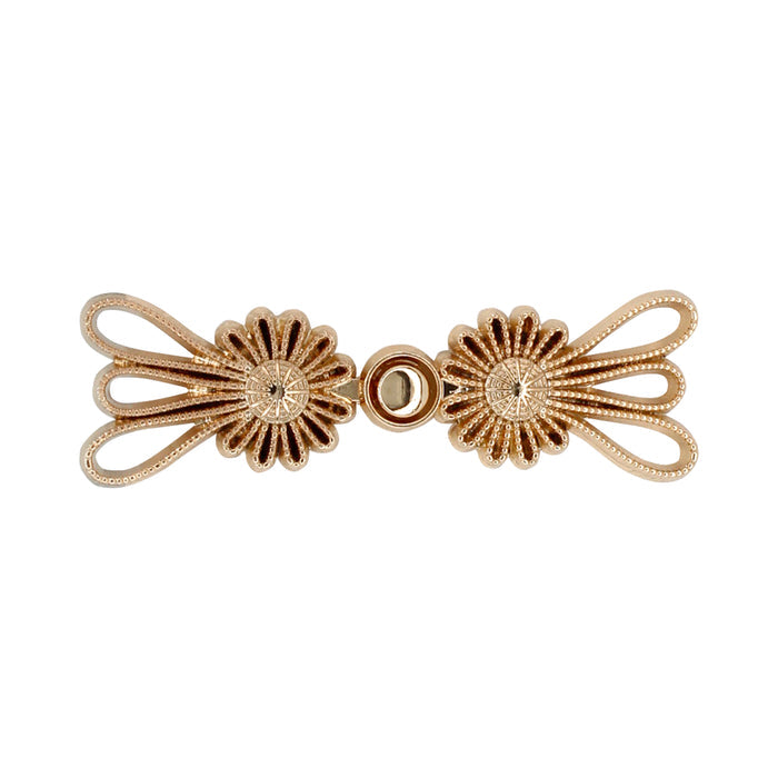 4 Pair | Exquisite flower design Frog closure metal button