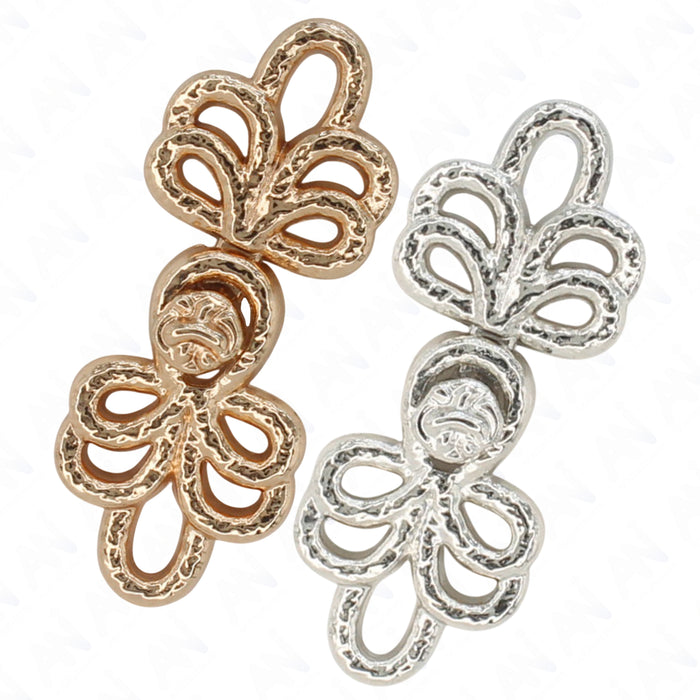 4 Pair | Filigree flourish Frog closure metal button